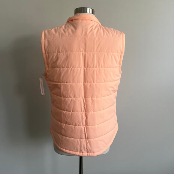 DKNY Sport Puffer Vest Full Zip Peach Belini with Pockets Activewear Medium NWT - Picture 5 of 7
